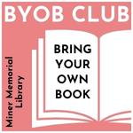 Open book on a pink background that says Bring Your Own Book.