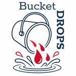 Bucket spilling some water. Words Bucket Drops are on the side.
