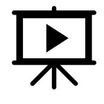 Movie screen with 'play' icon.